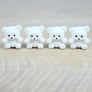 Miniature Flocked White Teddy Bears - 1" Cute Minis - Set‎ of 4 - Crafts